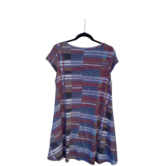 4/$15 Arianna by Howard's Plaid Tunic Dress Cap Sleeves Size S/M Pockets - Picture 2 of 7